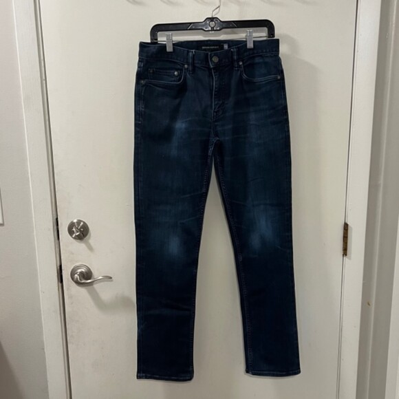 Banana Republic Mens Dark Washed Blue Slim Straight Leg Denim Jeans Size 32 x 32 - Picture 3 of 10